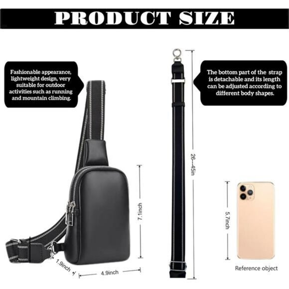 Leather mini sling bag small crossbody phone chest backpack for travel hiking me - Picture 5 of 7